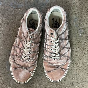 Sandy Liang Old Skool Vans - pink velvet chainlink